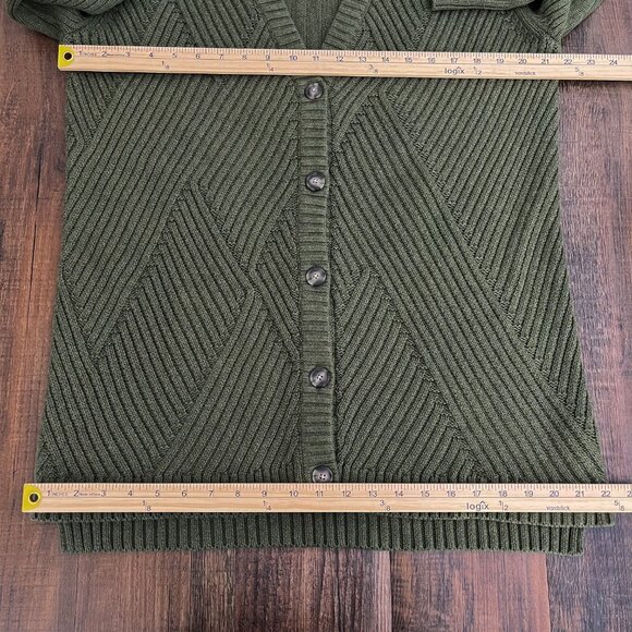 Cabi Aerial Cardigan Thick Chunky Knit Button Front Long Size Medium Olive Green - Picture 13 of 16